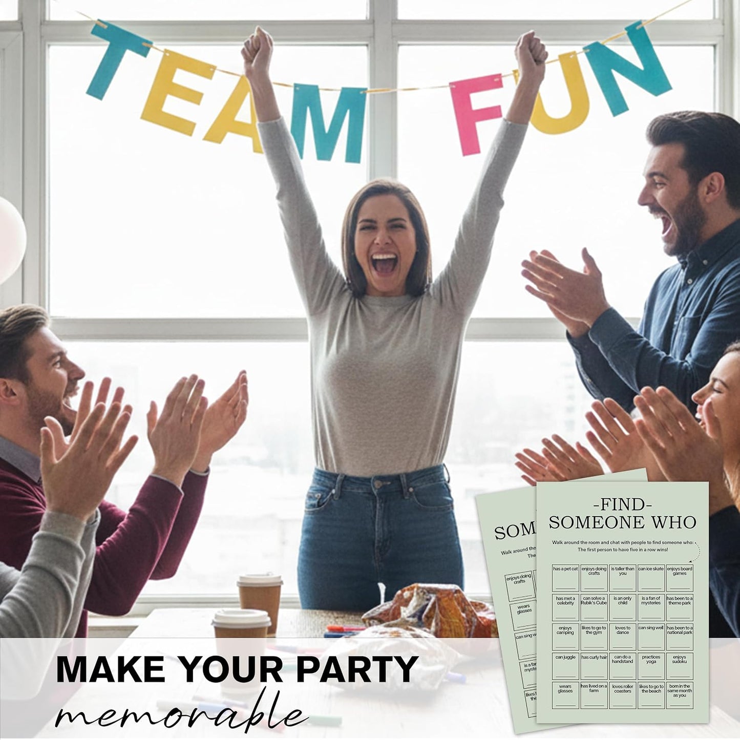 Find Someone Who Bingo Cards, 25 Unique Sheets, Team Building Games for Work, Icebreaker Fun, Engaging Office Games, Team Building Activity for Employees and Groups - Brown