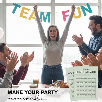 Find Someone Who Bingo Cards, 25 Unique Sheets, Team Building Games for Work, Icebreaker Fun, Engaging Office Games, Team Building Activity for Employees and Groups - Brown
