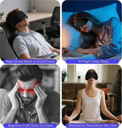 Sleep Mask Headphones Bluetooth 5.4 with 3D Removable Hot & Cold Compress, TOPOINT Weighted Eye Mask Blackout Soft Cooling Breathable for Women Men Sleep Relax Eyes Migraine Office Travel, Purple