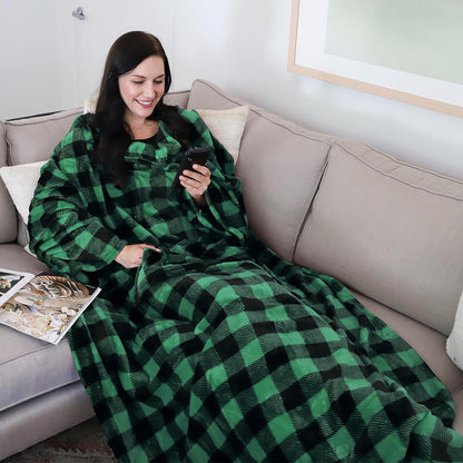 Catalonia Wearable Blanket with Sleeves for Women & Men, Fleece Wrap Throw