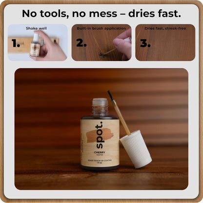 Light Brown Wood Stain Repair Kit, Brush-On Touch-Up Stain Bottles, Golden Oak, Early America, Cherry, Red Oak, Interior and Exterior Wood, 4 fl oz Total by spot.