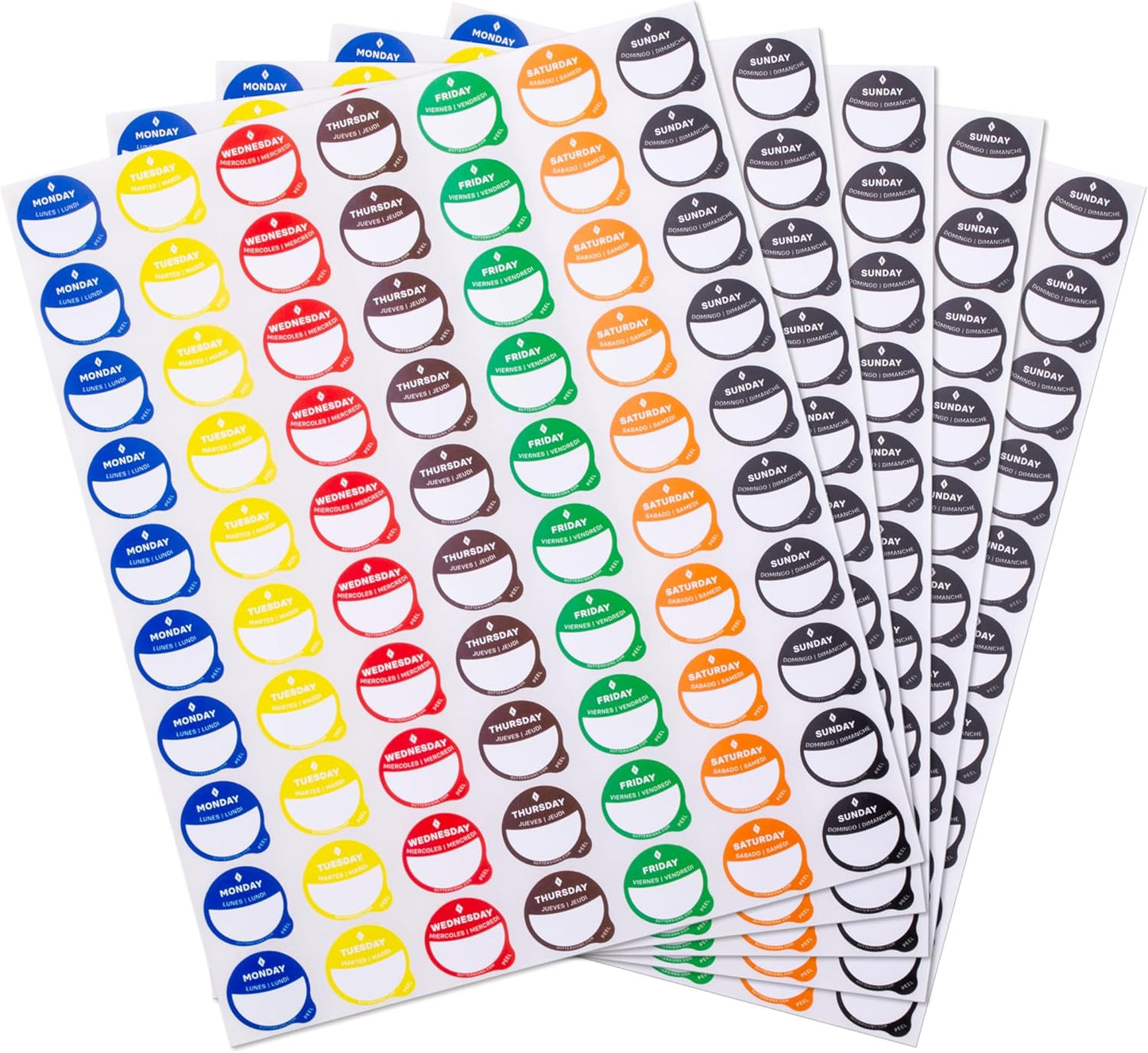 Date Stickers for Food - Day of the Week Day Dots Removable Food Labels, 1" Date Dot Stickers for Food Containers, 7000 Labels with Dispenser Box | 1" Date Dot Stickers for Food Containers, 7000 Labels with Dispenser Box