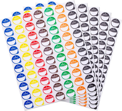 Date Stickers for Food - Day of the Week Day Dots Removable Food Labels, 1" Date Dot Stickers for Food Containers, 7000 Labels with Dispenser Box | 1" Date Dot Stickers for Food Containers, 7000 Labels with Dispenser Box