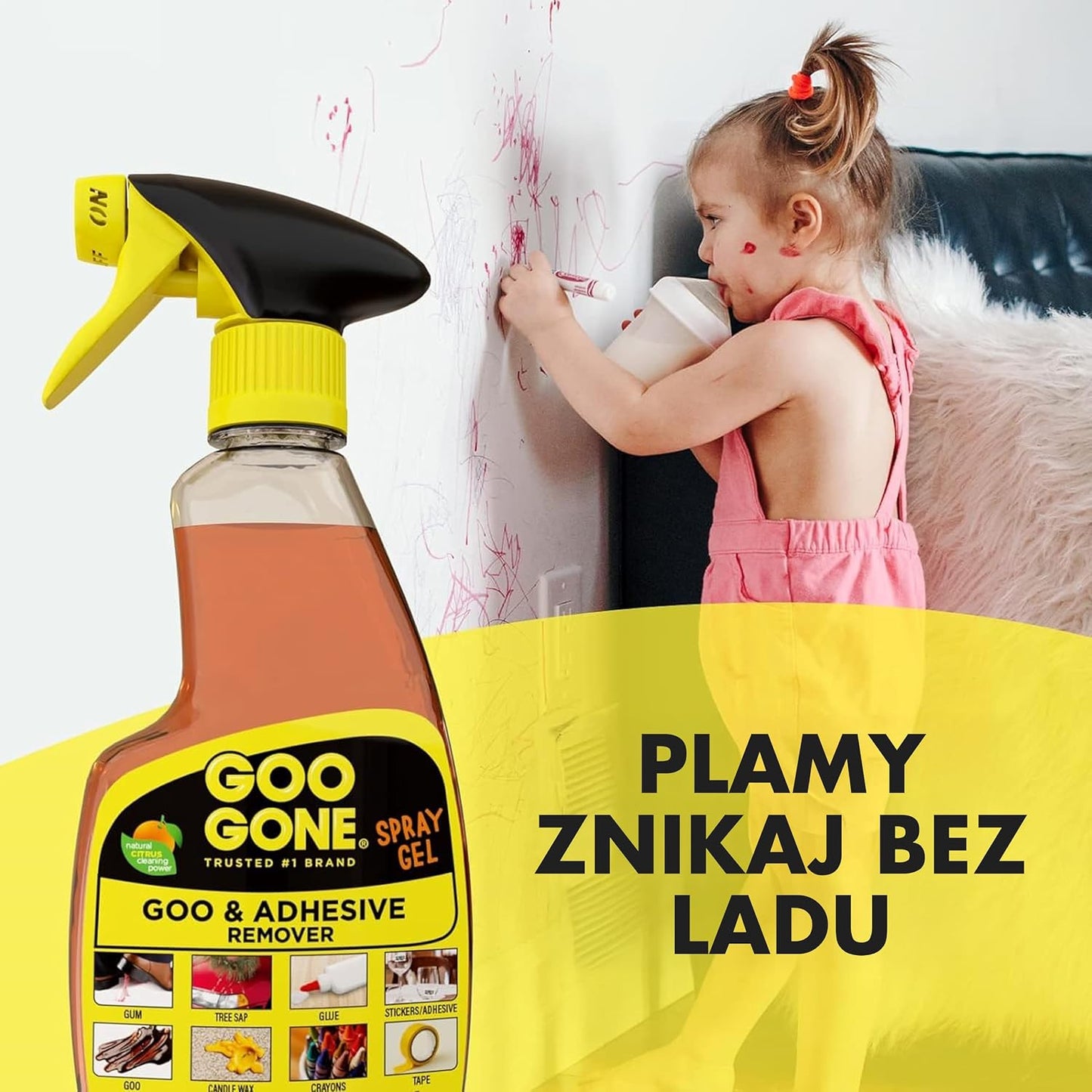 Goo Gone Spray Adhesive Remover Gel, 6 Pack, Removes Glue, Stickers, Tape Residue, Grease, Gum & Wax, Adhesive Spray with Citrus Cleaning Power for Hard Surfaces, Carpets & Fabrics
