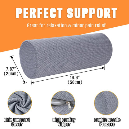 2 Pack Round Massage Table Bolster Pillow Pad, Bolster Pillow, Round Pillows, Suitable for Earthlite Massage Table (Grey, 4.7''x19.6'')