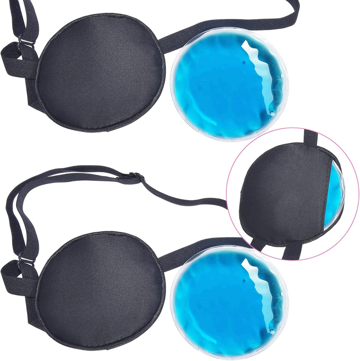 Cooling Eye Patches for Puffy Eyes, Pure Silk Ice Eye Patch, Single Eye Mask, Medical One Eye Cover Cold Hot Therapy Strabismus Lazy Eyes After Surgery Adult Kid Pirate Eyepatch (Black)