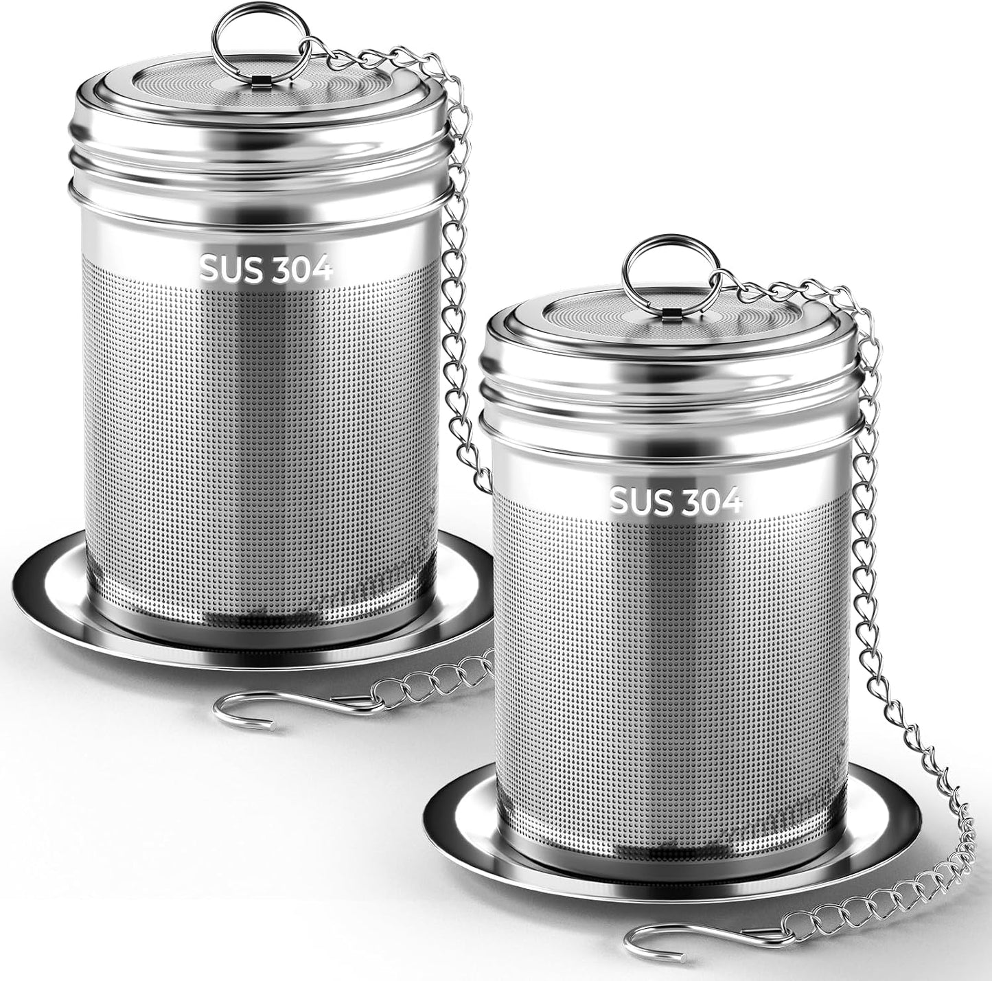 2 Pack Reinmoson 304 Stainless Steel Tea Infuser for Loose Leaf Tea | 1.58” x 2.2” Extra Fine Mesh Tea Strainers Ball, Threaded Lid, Loose Leaf Tea Steeper for Black Tea, Rooibos, etc