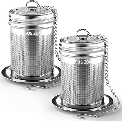 2 Pack Reinmoson 304 Stainless Steel Tea Infuser for Loose Leaf Tea | 1.58” x 2.2” Extra Fine Mesh Tea Strainers Ball, Threaded Lid, Loose Leaf Tea Steeper for Black Tea, Rooibos, etc