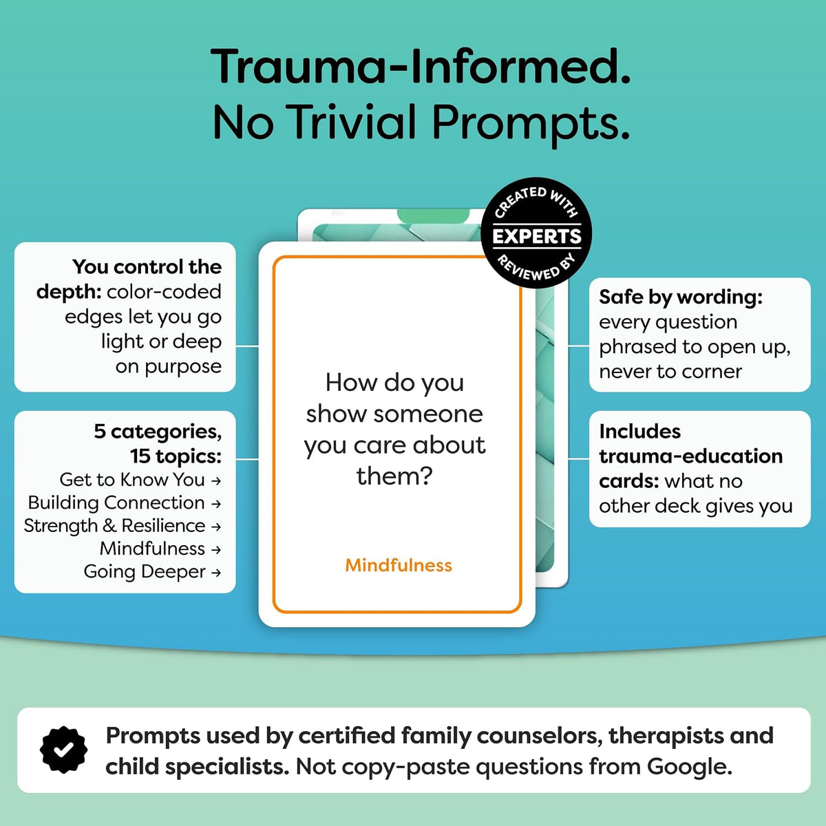 200 Therapy Conversation Cards for Kids, Teens & Adults, Supports Ages 5+