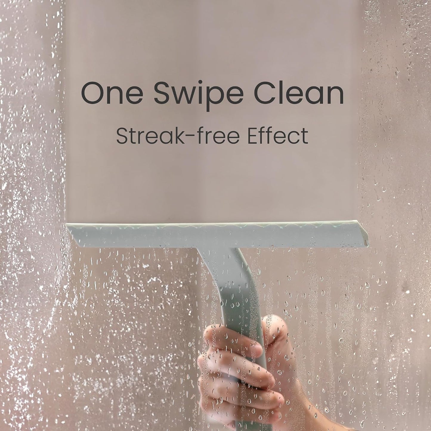 JustHang Shower Squeegee with Built-in Hook, 10-Inch Black | Award-Winning Design, All-One-Piece Soft-Touch Silicone, for Glass Door, Bathroom, Window, Mirror, Tile Wall, Car
