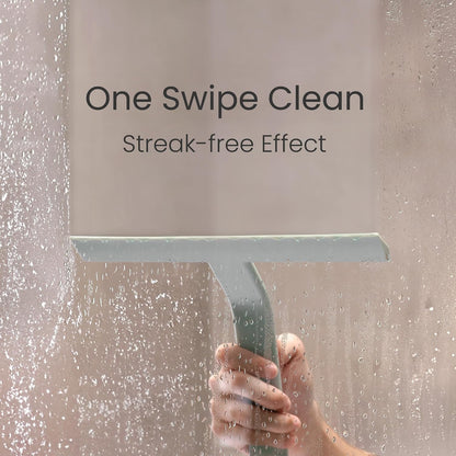 JustHang Shower Squeegee with Built-in Hook, 10-Inch Black | Award-Winning Design, All-One-Piece Soft-Touch Silicone, for Glass Door, Bathroom, Window, Mirror, Tile Wall, Car