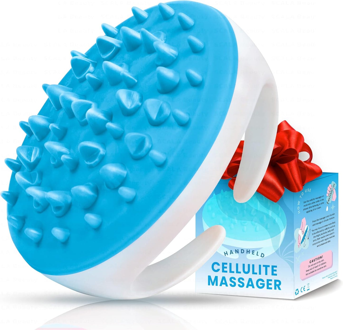 Scala Cellulite Massager Silicone, Bath Scrubber for Smoother Skin Pink | Silicone nodules exfoliate, cellulite remover, body massager Tool, exfoliator, fat roller use with creams and Oils