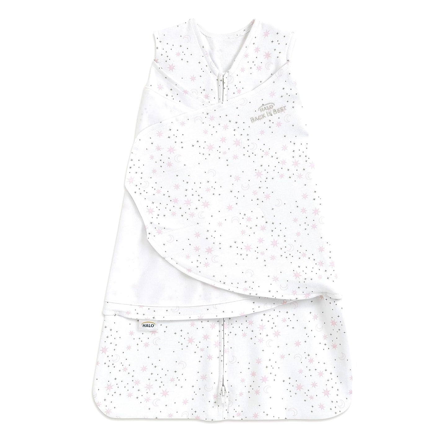 HALO 100% Cotton Sleepsack Swaddle, 3-Way Adjustable Wearable Blanket, TOG 1.5, Pink Floral, Newborn, 0-3 Months - Colors A