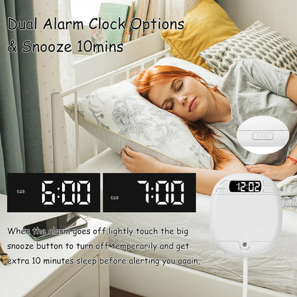 Vibrating Alarm Clock,Alarm Clock for Heavy Sleepers,Battery Alarm Clock,Bed Shaker Alarm Clock for Deaf People,Hearing Impaired,Digital Clock Battery Operated-White