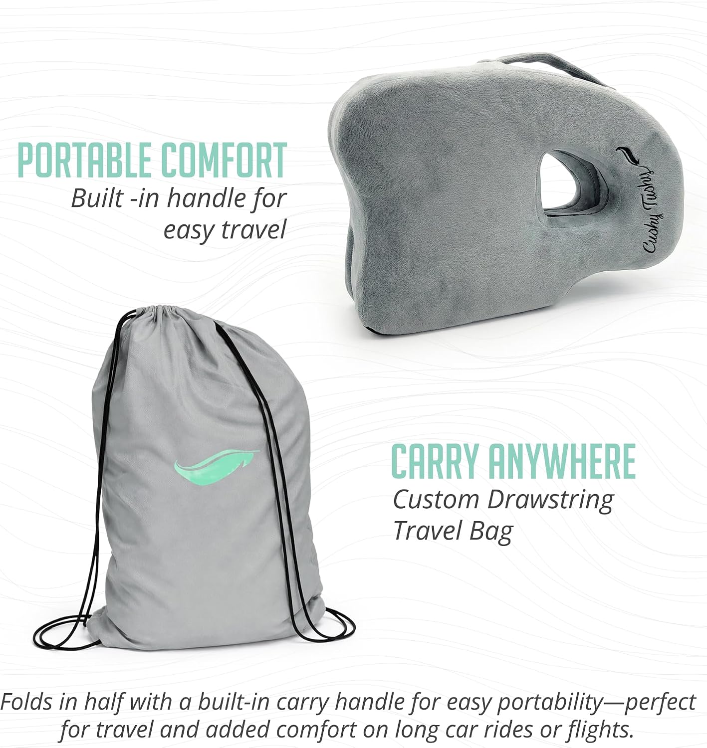 Cushy Tushy Premium Foldable Travel Seat Cushion - for Relief of Lower Back, Sciatic, Butt and Tailbone Pain - for Home & Office Use, Perfect for Travel or Driving - Coccyx Seat Cushion