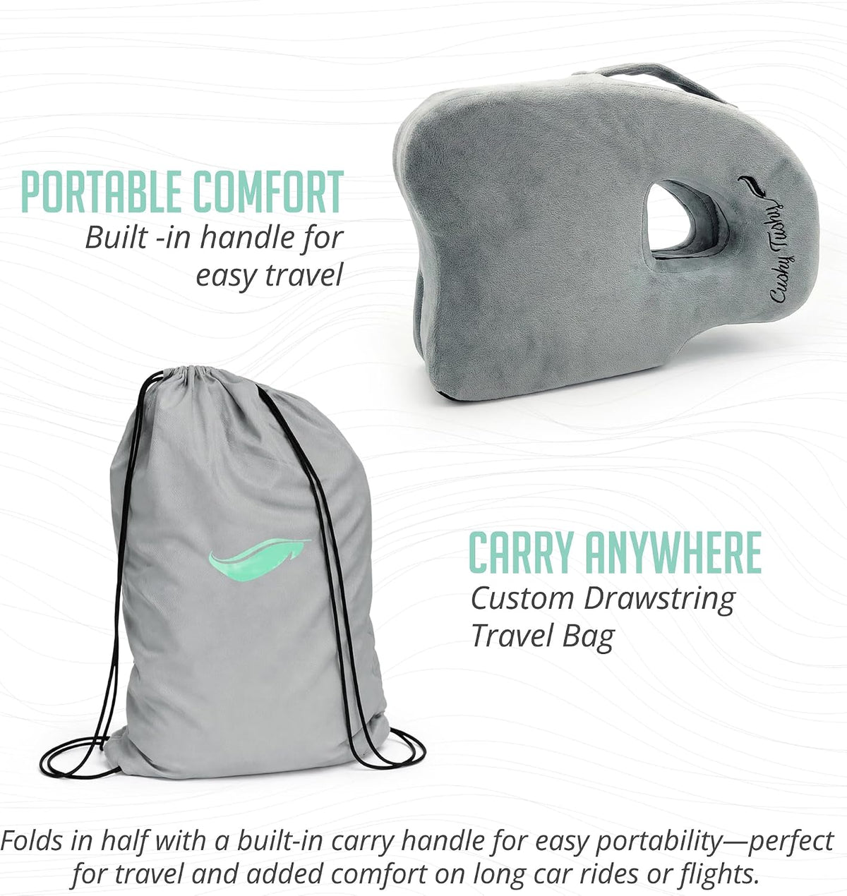 Cushy Tushy Premium Foldable Travel Seat Cushion - for Relief of Lower Back, Sciatic, Butt and Tailbone Pain - for Home & Office Use, Perfect for Travel or Driving - Coccyx Seat Cushion