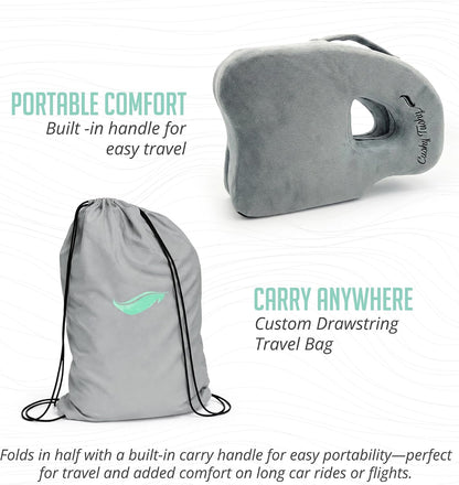 Cushy Tushy Premium Foldable Travel Seat Cushion - for Relief of Lower Back, Sciatic, Butt and Tailbone Pain - for Home & Office Use, Perfect for Travel or Driving - Coccyx Seat Cushion