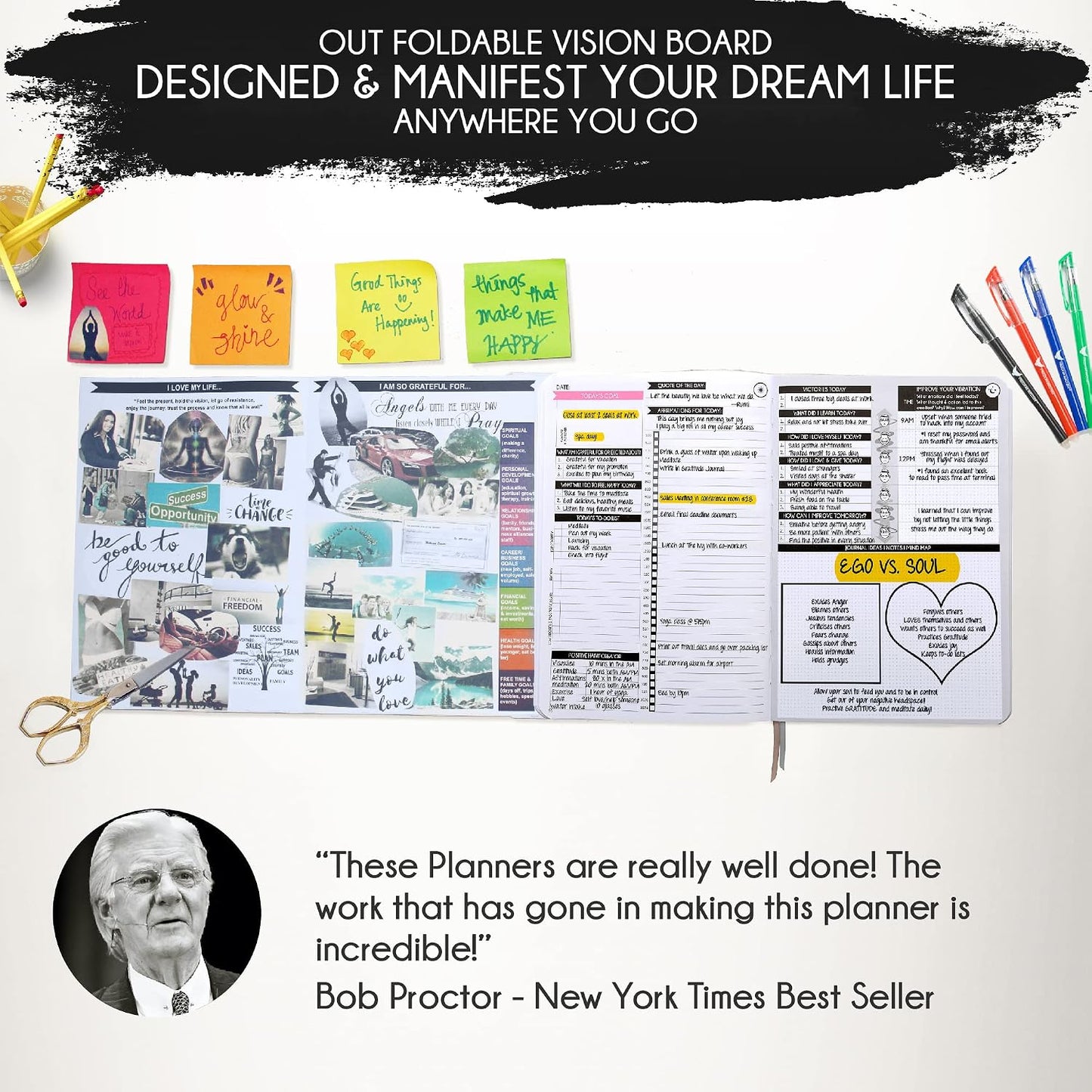 Freedom Mastery Daily Journal of Gratitude, Productivity & Habit Tracker | Undated 90-Day Planner with Daily Reflection, Mindfulness, Positivity, Vision Board & Stickers, Gratitude Journal for Women