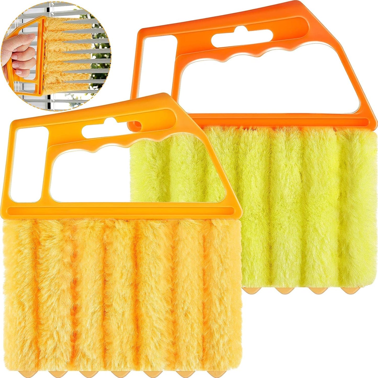 Geiserailie 2 Pcs Window Venetian Blind Cleaner Duster Tool Washable 7 Fingers Dusting Cleaner and Air Vent Shutter Brush Blinds Air Conditioner Fan Duster Dirt Housekeeping Tool (2 Color)