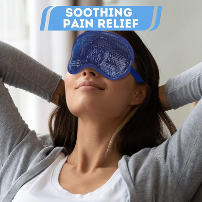 Gel Bead Hot and Cold Eye Masks - FSA HSA Approved Reusable Gel Bead Ice Pack Provides Ice and Heat Pain Relief for Head, Puffy Eyes, Beauty, Relaxing, and Sleep (Navy Blue)