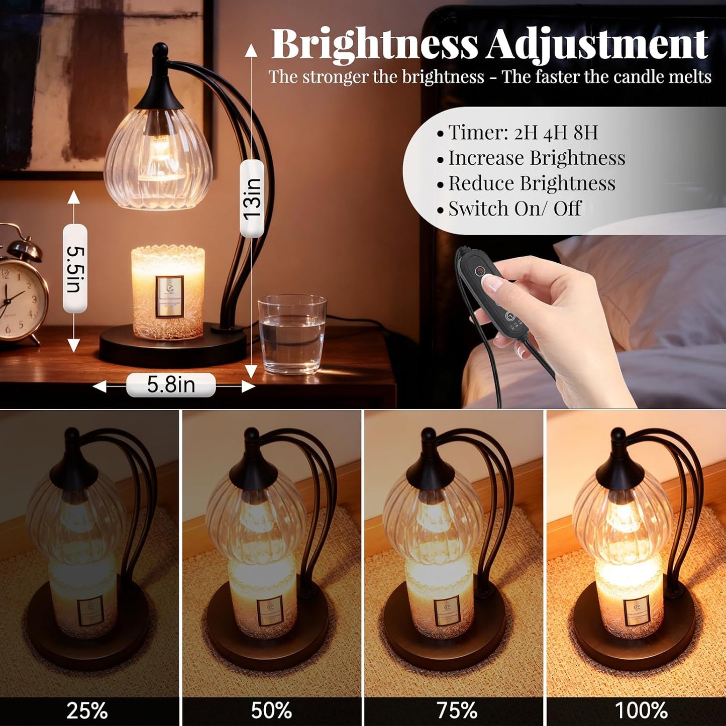 Candle Warmer Lamp with Timer and Dimmer - Electric Melter for Scented Jar Candles - Housewarming, New Home Decor