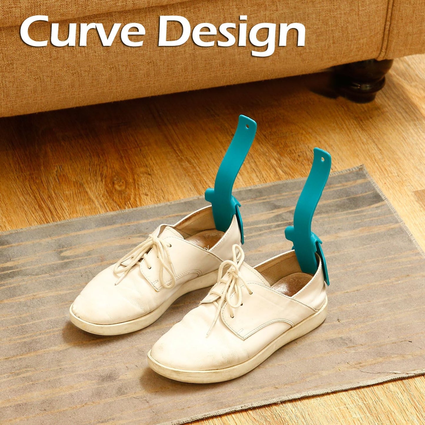Boao 4 Pcs Lazy Shoe Helper Bulk Easy on Easy off Plastic Shoehorn | Portable Sock Short Slider, Handled Shoes Horn, Shoe Lifting Helper Tool or Men Women Kids Seniors