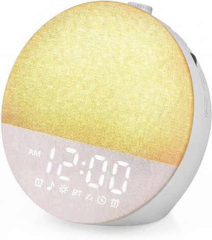 Geuuap Sunrise Alarm Clock, Natural Wake-Up Light White Noise Machine,Khaki
