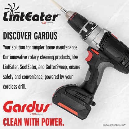 Dryer Vent Duct Cleaning Kit - Gardus RLE202 LintEater Rotary Dryer Vent Cleaner Kit, Removes Lint, Dryer Vent Cleaning System Extends Up to 12’ with 4 Flexible 3' Rods, Air Duct Cleaning Tools