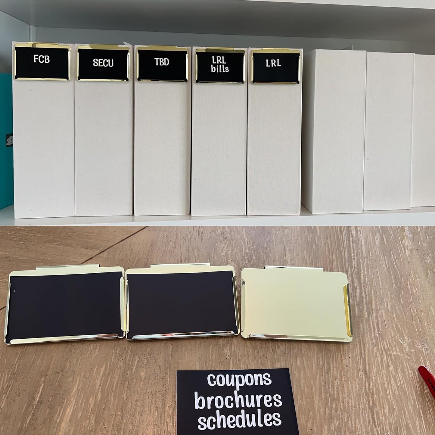 Top label Clip Label Holders,Gold Bin Clips for Kitchen Pantry Organization,10 Pcs Clip Holders with 60 Pcs Chalkboard Stickers