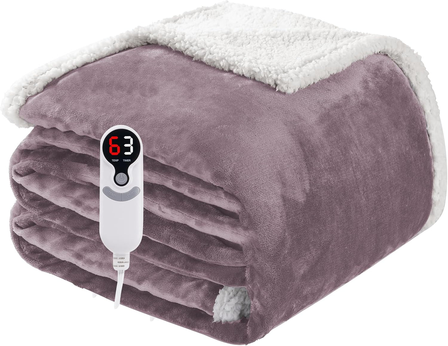 Soypipo Electric Heated Throw Blanket 50"x60", Faux Fur Plush with 4 Heat Settings & 2/4/8/10H Auto Shut-Off, Overheat Protection, Machine Washable, for Office & Chair, Dark Grey