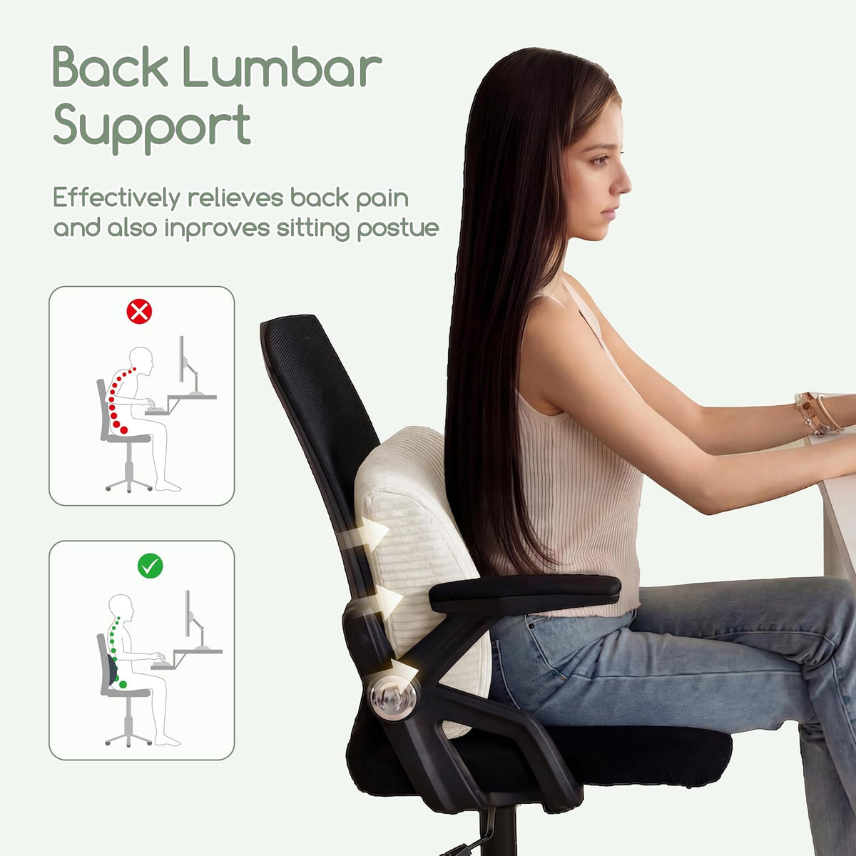 HIGOGOGO Lumbar Support Pillow for Recliner Chair/Accent Chair/Couch, Memory Foam Back Support Cushion for Elderly, Recliner Cushions for Back Rest, Pain Relief, Reading, Washable Cover, Brown