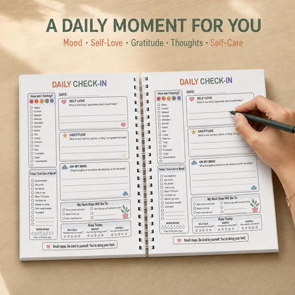 Self-Care Journal with Wellness Trackers, Mood Log & Reflection | Daily Check-Ins, Weekly Reflections & Guided Self-Care Tools