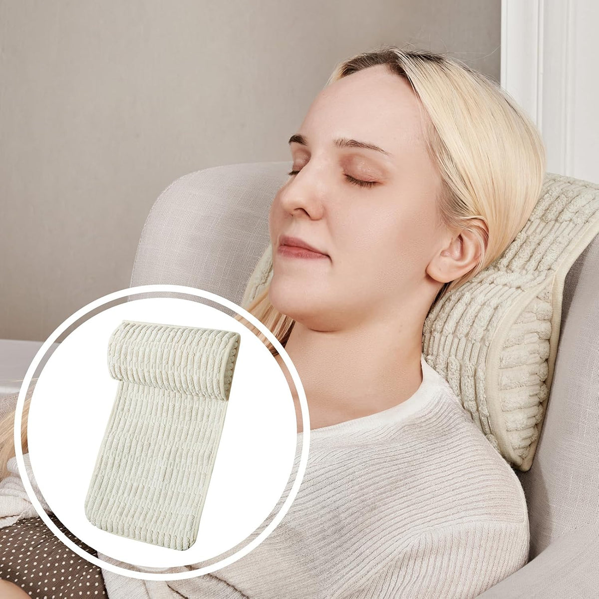 WdFour Headrest Memory Pillow, Support Cushions for Neck, Back or Foot for Sofas, Recliners, Office Chairs, Massage Chairs for Neck Pain Relief and Cervical Support(Khaki, 13" Wx2.7 D).