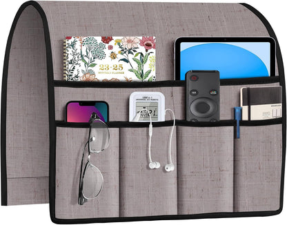 Joywell Remote Caddy Couch Remote Control Holder for Recliner Sofa Armrest Organizer Non Slip Arm Chair Caddie with 6 Pocket Storage for Magazine, Tablet, Phone, iPad, Black