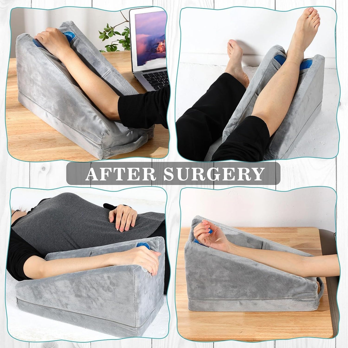 Buryeah Dark Gray Arm Elevation Pillow 2 Pocket, Plush Material