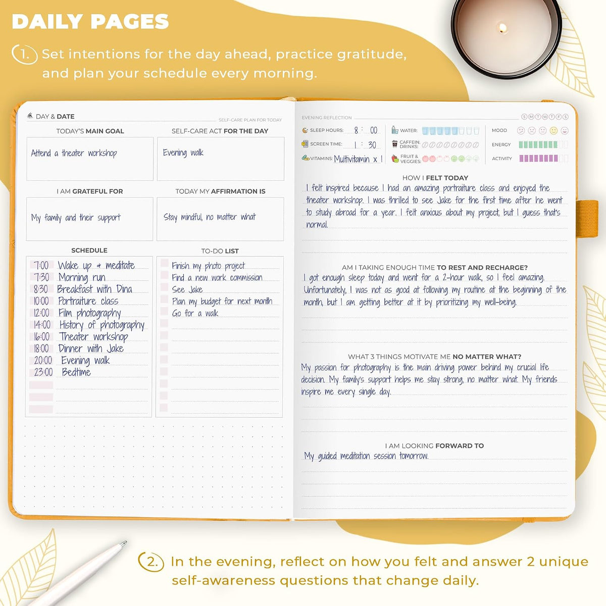 Clever Fox Self-Care Journal for Women, Daily Planner 5.8x8.3 Mystic blue
