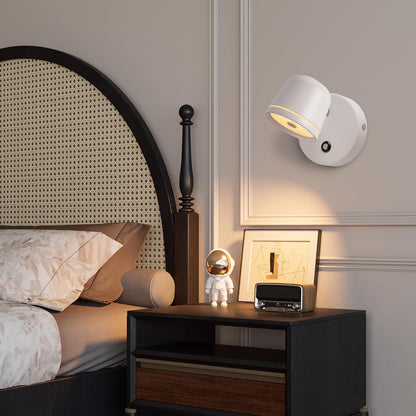 Aisilan LED Plug in Wall Sconce with Touch Dimmable Control Adjustable Wall Mounted Lamp Angle Anti-Glare Matte White Aluminum Bedside Reading Wall Lights for Bedroom Living Room