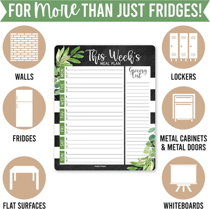 Hadley Designs Weekly Meal Planner for Fridge - Dinner Menu Board for Kitchen, Colorful Weekly Menu Board Dry Erase, Dry Erase Meal Planner for Fridge