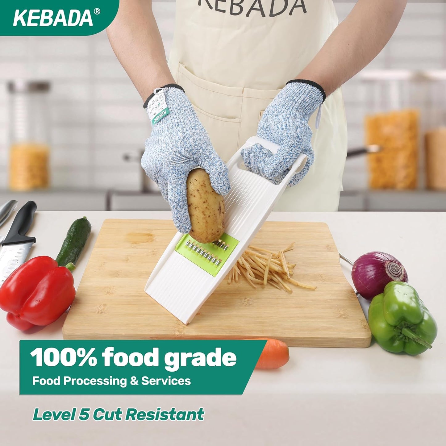 C4 Cut Resistant Gloves, ANSI A4, 100% Food Grade, 1 Pair, Medium | Food grade cutting gloves, glass-free & steel-free, breathable, washable. Ideal for meat cutting, slicing and oyster shucking