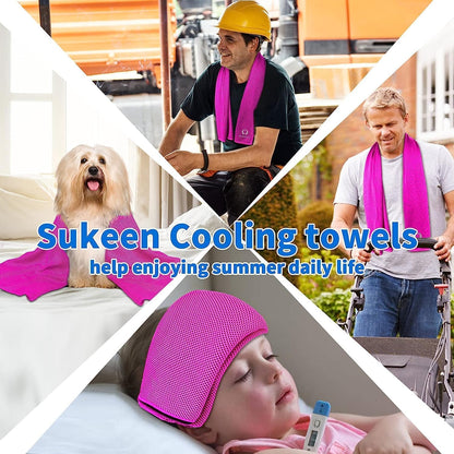 Sukeen Cooling Towels 6 Pack (40"x12"), Cooling Neck Wraps, Ice Towels, Microfiber Breathable Cooling Towel for Hot Weather, Sweat Towel for Gym, Sport, Running, Golf, Workout, Camping, Fitness