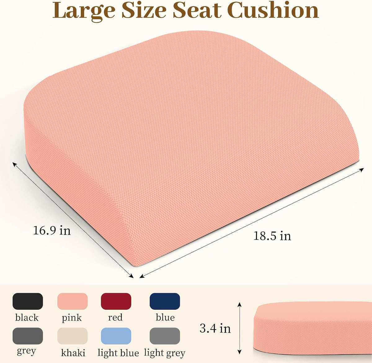 TranquilRelax Memory Foam Seat Cushion for Office Chair, 3-Inch, Black