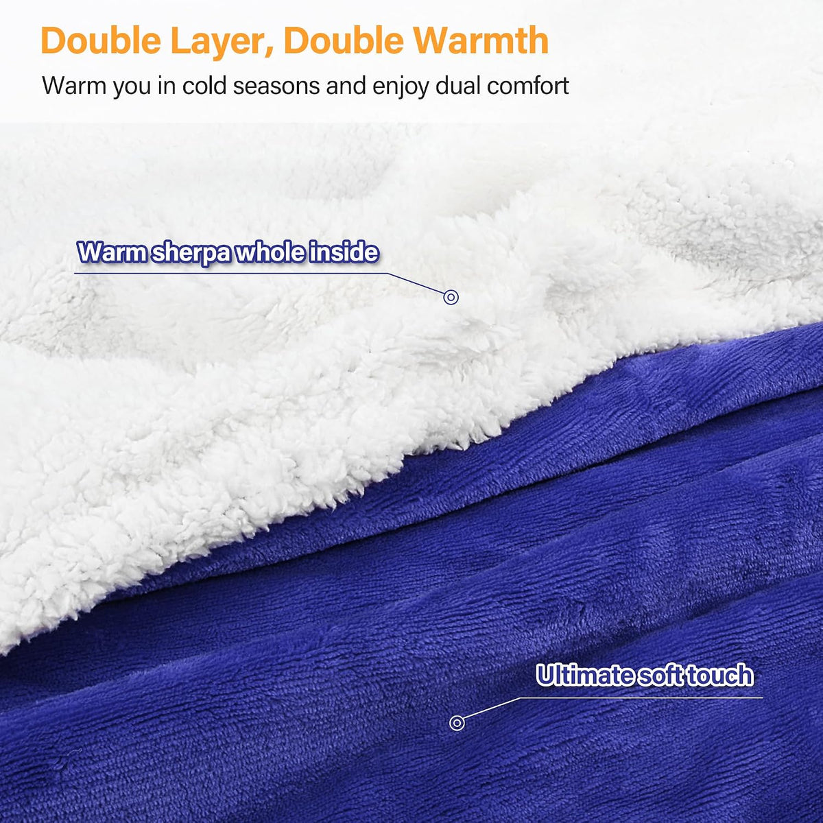 Catalonia Sherpa Wearable Blanket with Sleeves and Pocket for Adults