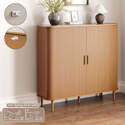 DHH Shoe Storage Cabinet with Sliding Door, 6-Tier Shoe Cabinet with Adjustable Shelves, Modern Freestanding Shoe Storage Organizer for Entryway, Hallway, Living Room (Walnut, 47 ")
