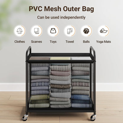 ELYKEN Laundry Hamper 2 Section, 100L Rolling Laundry Sorter with Wheels | Removable Washable Liner Bags, Sturdy Steel Frame and Metal Handle, Double Compartment Clothes Organizer for Laundry Sorting