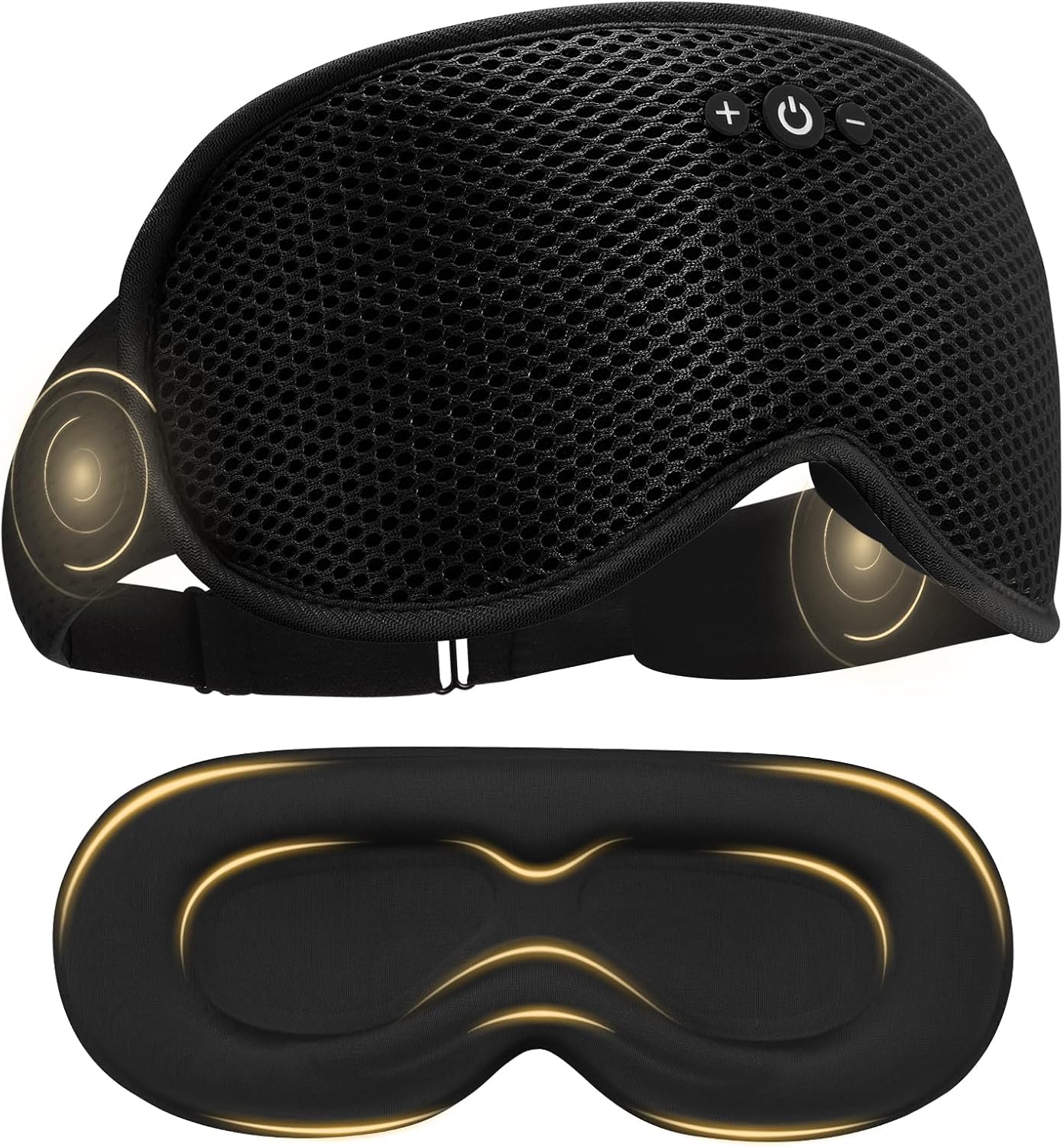 Sleep Mask with Bluetooth Headphones, Removable 3D Contoured Cup, Wireless Eye Mask for Sleep, Sleeping Headphones with Thin Stereo Speakers for Men, Women, Travel, Relaxation - Black | Wireless Eye Mask for Sleep, Sleeping Headphones with Thin Stereo