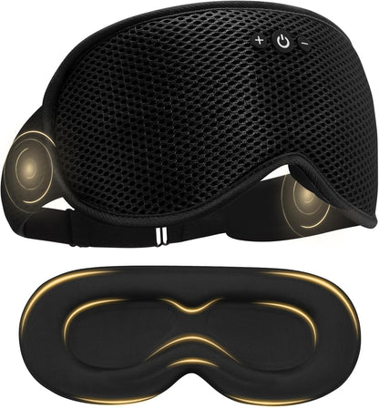 Sleep Mask with Bluetooth Headphones, Removable 3D Contoured Cup, Wireless Eye Mask for Sleep, Sleeping Headphones with Thin Stereo Speakers for Men, Women, Travel, Relaxation - Black | Wireless Eye Mask for Sleep, Sleeping Headphones with Thin Stereo