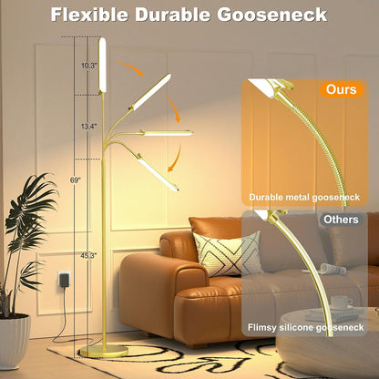 Yikuneng Dimmable LED Floor Lamp, Super Bright Reading Lamps Floor Standing lamp with Remote & Touch Control, Stepless Dimming & 2700K-6500K Color Temperature, for Living Room Bedroom Office, Black