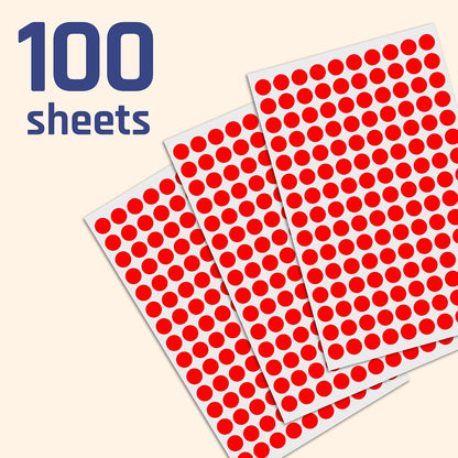 3000 Pieces, Small Colored Dot Round Stickers Labels - 10 Colors, 0.375"