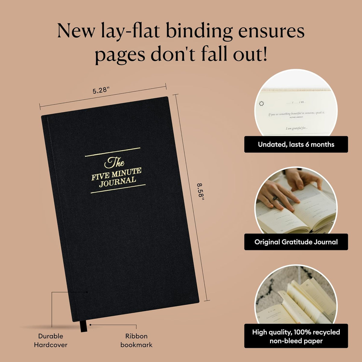 Intelligent Change The Five Minute Journal - Original Daily Gratitude Journal for Women & Men - Mindfulness, Happiness & Daily Reflection - Undated Planner - Affirmation Journal - Gifts for Women