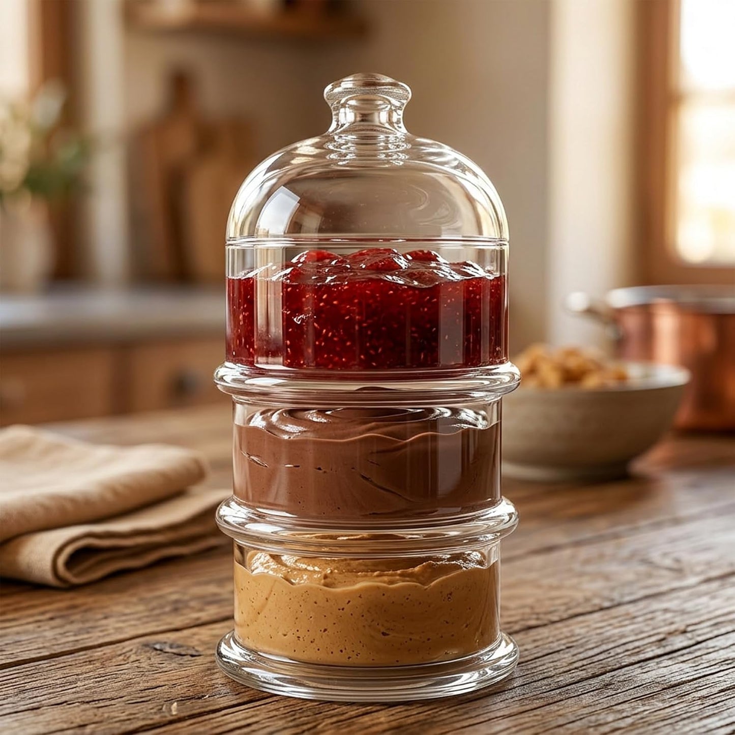 Multipurpose Glass Stackable Storage Jar with Lid, Avocado, Lemon, Onion, Tomato Keeper/Saver/Holder, Home & Kitchen Organizer
